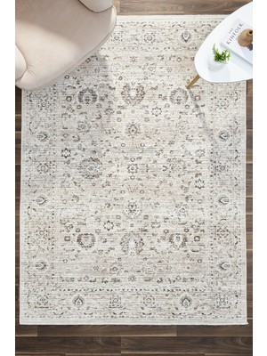 Venucci Home & Living Century Floral %100 Polyester Oturma Odası Salon Mutfak Halısı Eskitme Çiçekli Vintage Halı