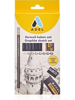 Dereceli Kurşun Kalem Seti, 8’li, Hb-8b, Sınav Silgisi ve Kalemtıraş Hediyeli, Teknik Çizim ve Eskiz Için