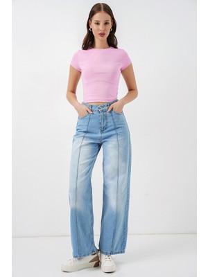 Bigdart Kadın Yüksek Bel Kot Pantolon 30082 - Açık Mavi