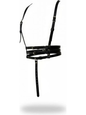 Pileli Store Siyah Kadın Kemer Deri Tokalı Vücut Aksesuarı - APFT178