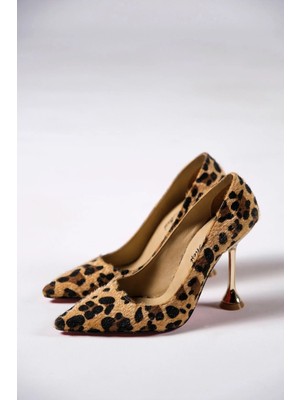 Ayakkabı Ateşi Leopar Kadın Özel Topuklu Tasarım Ayakkabı Stiletto Ozzie