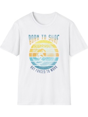 Tişört Kodu Born To Surf Erkek Regular Fit Tişört – Yaz Temalı Dalga & Sörf Baskılı T-Shirt