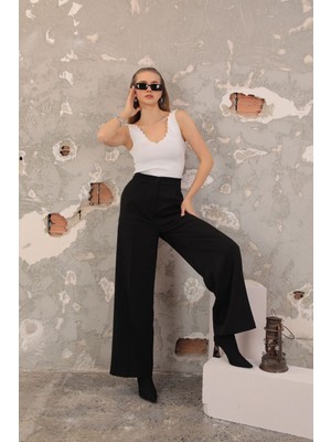 Kaktüs Moda Beyaz Fırfırlı Yaka Omuz Dekolteli Kadın Bluz