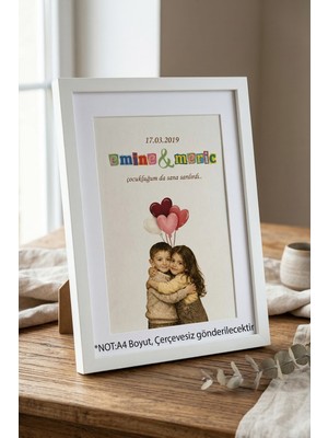 Atelier Baskı Kişiye Özel Isimli Fotoğraf Kağıdı - Çocukluk Arkadaşı ve Sevgiliye Anlamlı Hediye - Vintage Tasarım - Çerçevesiz