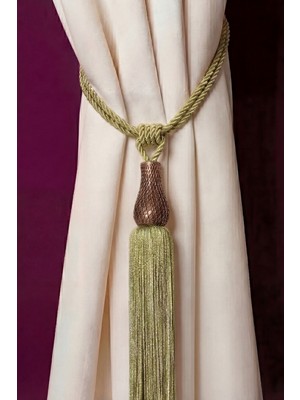 Kafes Lale Perde Bağı Braçol Brown Barok Yağ Yeşili Tek Adet