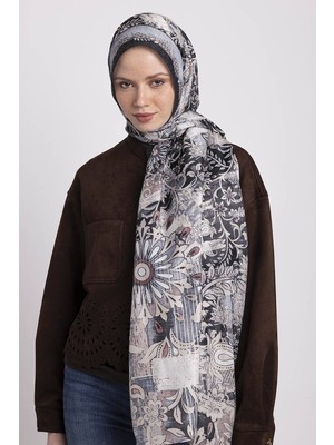AYSHARA Nakkaşın Mührü Etnik Desenli Tek Taraflı Şal -  Siyah