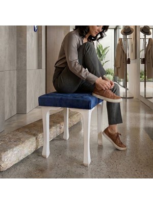 Ratemo Mobilya Ratemo Kare Puf Tabure – Döşemelik Kumaşlı Modern Oturma Pufu 40X40X45 cm Lacivert