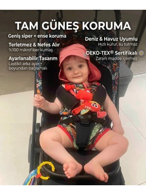 Yorni Rose, 1-4 YAŞ, Ense Korumalı, Boyundan Bağlamalı, Çocuk Bebek Güneş Şapka, Ekoteks 100 Sertifikalı