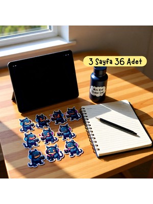 Tişört Kodu Mini Kod Kağıt Sticker Seti – Oyuncu Temalı Stickerlar, Sevimli Şeytan Sticker Paketi, Laptop & Defter Için Stickerlar