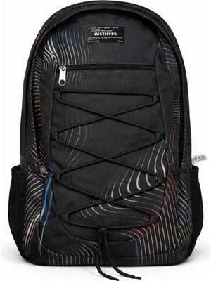 Hype Lisanslı 3 Bölmeli Ipli Sırt Çantası - Renkli Çizgi Desenli Laptop Gözlü Su Itici Okul Çantası
