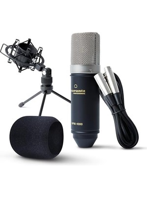MPM-1000 - Podcast, Akış, Şarkı Söyleme, Tele-Çalışma ve Oyun Için Masa Standı ve Kablolu Xlr Kondenser Stüdyo Mikrofonu
