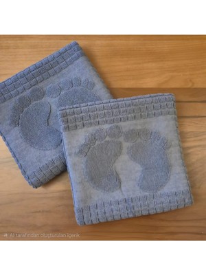 Banyodünyam 2 Adet Koyu Gri Renk % 100 Pamuklu Ayak Izli Ayak Havlusu 50X70CM