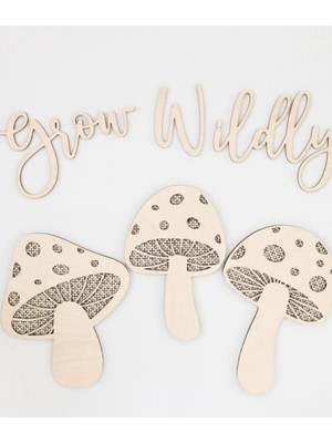 Mantar Figürlü Ahşap Hazeran Görünümlü Duvar Dekoru