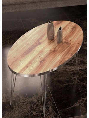 Savita Home Gümüş Tel Orta Sehpa Elips