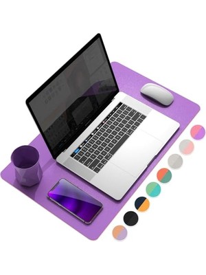 Mcstorey Masa Desk Mat 60X30 cm Çift Taraflı Deri Mouse Pad Kaymaz Suya Dayanıklı Rulo Yapılabilir Kompakt Masa Koruyucu Ofis Laptop ve Makyaj Masası Için 2mm Pembe