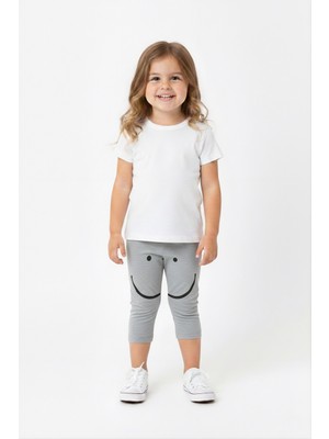 Lovetti Gri Bebek Dizde Gülen Yüz Baskılı Kapri