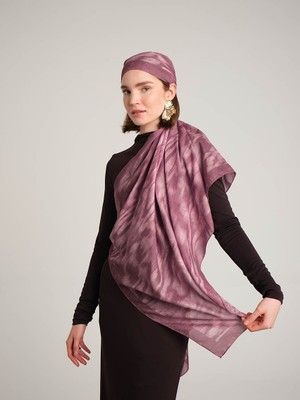 AYSHARA Yalaz Zebra Damask Desenli Çift Taraflı Şal - Gül Pembe