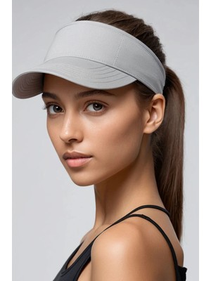 Belifanti Collection Gri Tenis Vizör Şapka Ayarlanabilir Hafif Spor Güneşlik Unisex