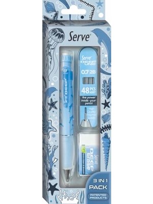 Doğa Desenli Deep Kalem, Deep Silgi ve Deep Min, 0.7 Mm, Gök Mavi