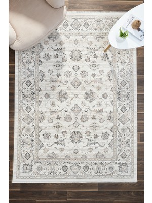 Venucci Home & Living Century Floral %100 Polyester Oturma Odası Salon Mutfak Halısı Eskitme Çiçekli Vintage Halı