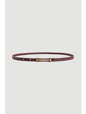 Gusto Kilit Tokalı Ince Suni Deri Kemer - Bordo