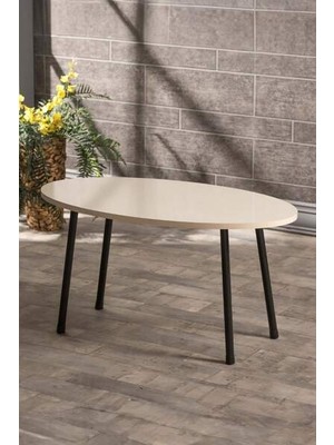 Savita Home Siyah Metal Orta Sehpa Elips - 90X50X42 cm