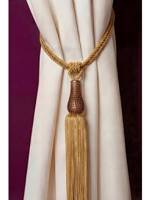Kafes Lale Perde Bağı Braçol Brown Barok Gold Tek Adet