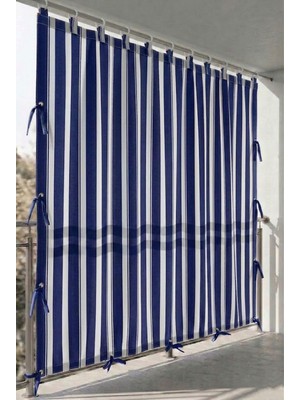 Ceylan Home Üstten Halkalı, 3 Tarafı Kuş Gözlü Bahçe Brandası | Balkon & Teras Perdesi | Mavi Kalın