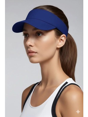 Belifanti Collection Saks Mavisi Tenis Vizör Şapka Ayarlanabilir Hafif Spor Güneşlik Unisex