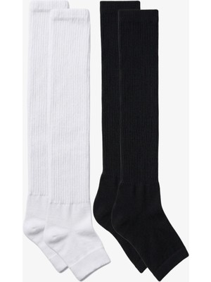 Cotenconcept 2 Çift Parmaksız Tabanlı Ince Fitilli Diz Üstü Pamuk Karışımlı Tozluk