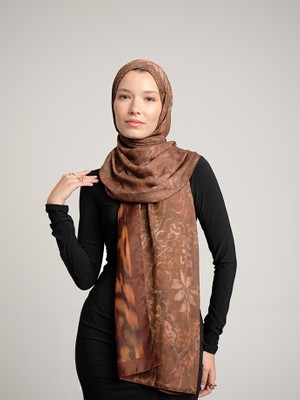 AYSHARA Yalaz Zebra Damask Desenli Çift Taraflı Şal - Bakır Taba