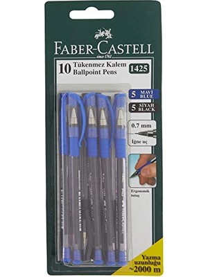 Faber-Castell 1425 10'lu 2 Renk Tükenmez ( 5 Siyah+5 Mavi)