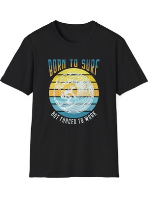 Tişört Kodu Born To Surf Erkek Regular Fit Tişört – Yaz Temalı Dalga & Sörf Baskılı T-Shirt