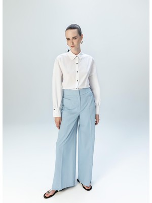 Kameya Yüksek Bel Geniş Paça Pantolon