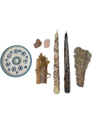 Anima Glow Niyet Aşk Meditasyon/ritüel Seti - Pembe Kuvars & Akik Doğal Taşlı, Palo Santo, Adaçayı Tütsü ve Seramik Tütsülük