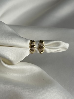 Yeknova Xuping 14K Gold Renginde Kuyumcu Işçiliği Taş Detay Kararmaz Kadın Halka Küpe