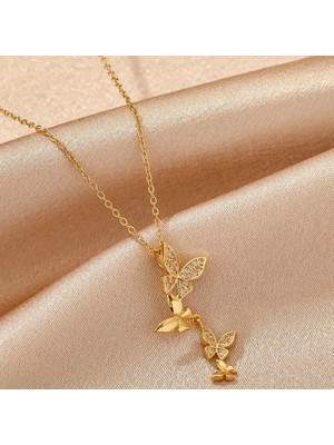 Blue Cat Bijouterie Paslanmaz Çelik Kelebek Kolye