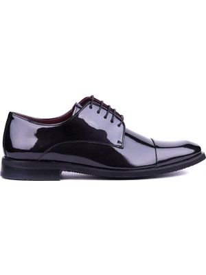 Shoetyle - Hakiki Rugan Deri Siyah Renk Klasik Erkek Ayakkabı - 900-3710