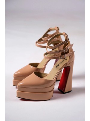 Ayakkabı Ateşi Nude Rugan Çift Platform Özel Tasarım Kadın Ayakkabı Auris