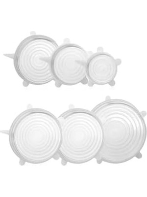 Vigordurus Silikon Streç Kapak Seti, Gıda Saklama Kabı Kapağı, Plastik, Çok Renkli, 6'lı Set, Elde Yıkanabilir