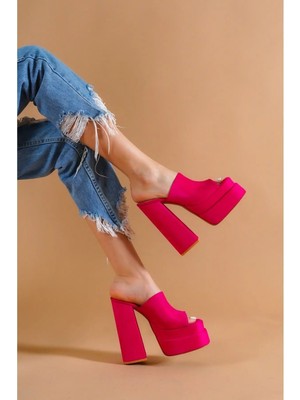 Ayakkabı Ateşi Fuşya Süet Platform Kadın Ayakkabı Victoria