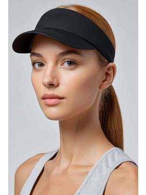 Belifanti Collection Siyah Tenis Vizör Şapka Ayarlanabilir Hafif Spor Güneşlik Unisex