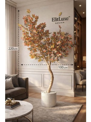 Elit Organizasyon & Tasarım Litluxe Design 220 cm Özel Hazırlık Benzersiz  Yapay Son Bahar Ağacı – Doğal Görünümlü Dekoratif Salon Ağacı