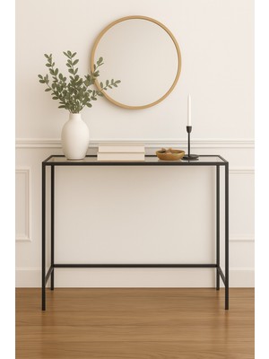 Feyza Design Şık Siyah Metal Dresuar - Şeffaf Camlı, Ev ve Mobilya Dekoru