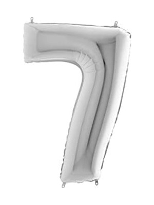 Vigordurus 7 Rakamlı 16 Inç Gümüş Renk Folyo Balon 36 cm (Gümüş)