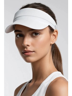 Belifanti Collection Beyaz Tenis Vizör Şapka Ayarlanabilir Hafif Spor Güneşlik Unisex