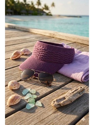 Belifanti Collection Premium Lila Örme Triko Vizör Şapka Esnek Yapı Nefes Alabilir Spor Tenis Güneşlik