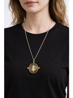 Herşey Nota Harry Potter Zaman Döndürücü Kolye Gümüş Renk 60 cm Unisex Metal Aksesuar