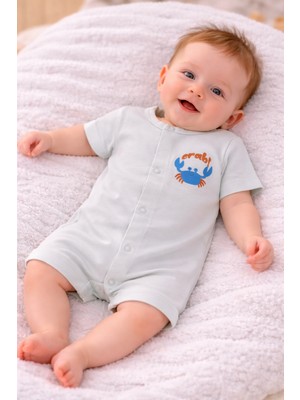 Erkek Bebek Yazlık Pamuklu Penye Kumaş Tulum 0- 6 Ay 5485 5480