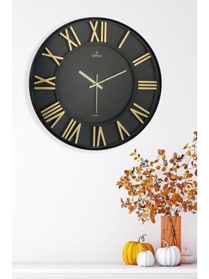 Vigordurus Galaxy Premium Serisi Modern Tasarımlı Roma Rakamlı 40 cm Duvar Saati Siyah-